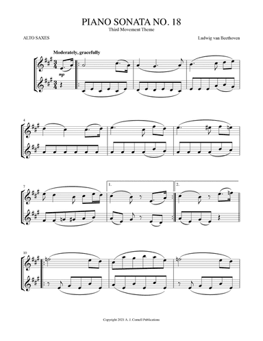 Piano Sonata No. 18, Third Movement Theme (arr. Mark Phillips)