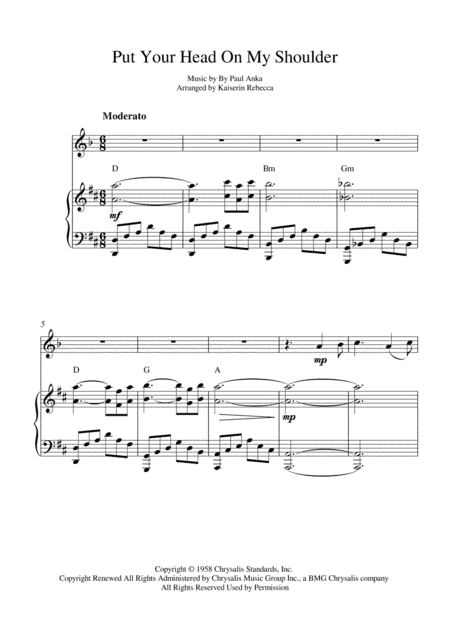 Put Your Head On My Shoulder (arr. Kaiserin Rebecca)