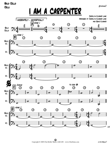 I Am a Carpenter (Joseph's Song) [Solo Cello/Celli]
