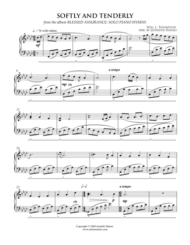 Softly And Tenderly (arr. Jennifer Haines)