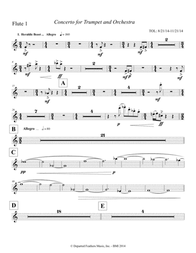 Concerto for Trumpet and Orchestra (2011) Flute part 1