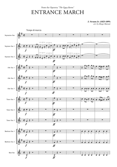 Entrance March from "The Gypsy Baron" for Saxophone Ensemble (arr. Diego Marani)
