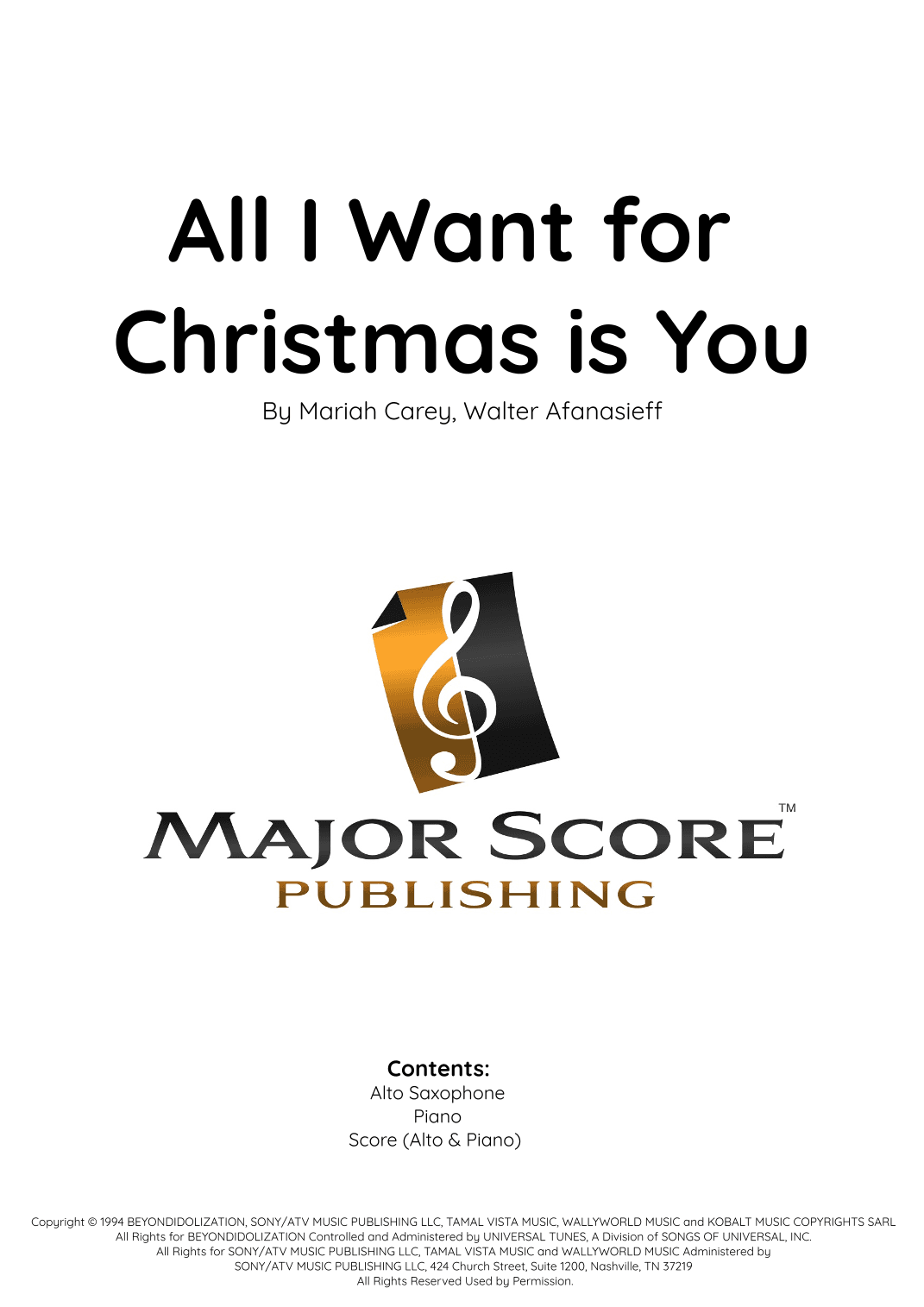All I Want For Christmas Is You (arr. MAJOR SCORE PUBLISHING TM.)