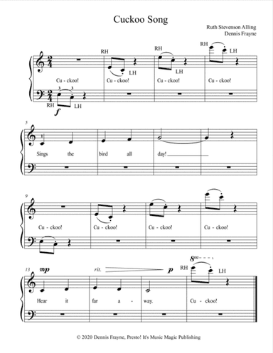 Cuckoo Song (standard notation) (arr. Presto! It's Music Magic Publishing)