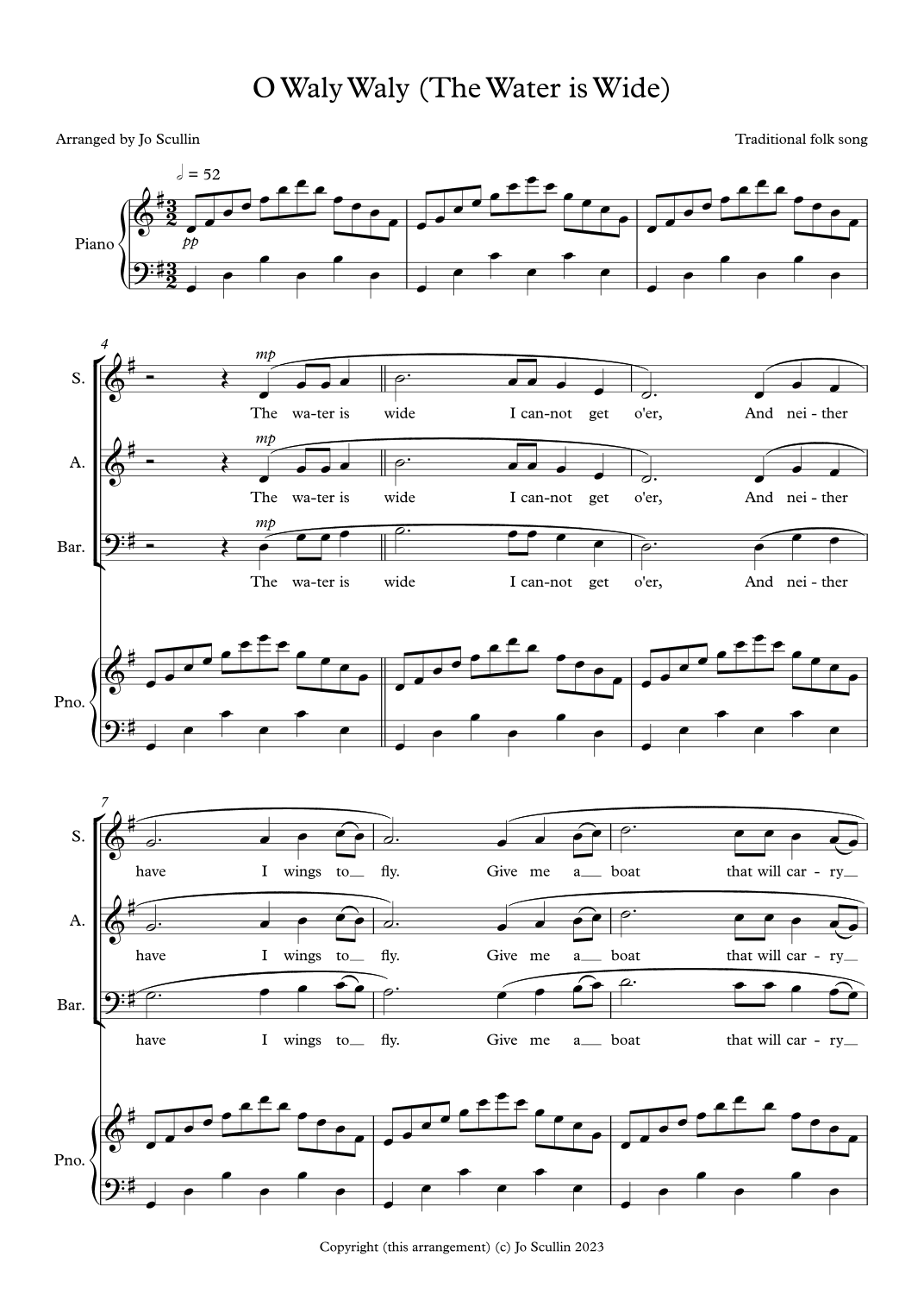 The Water is Wide (O Waly Waly) (arr. Jo Scullin)