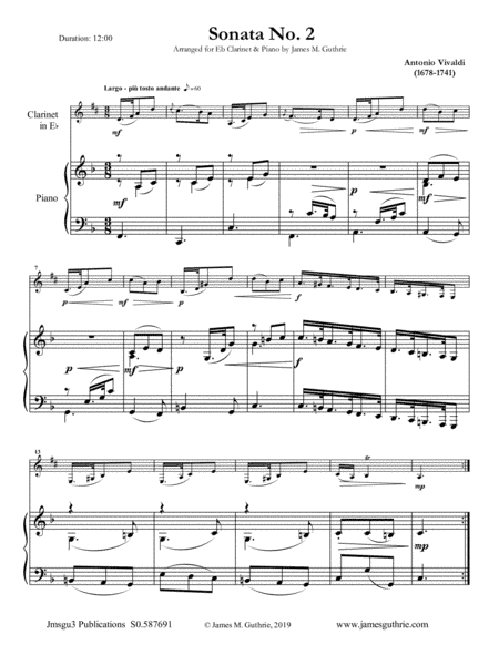Vivaldi: Sonata No. 2 for Eb Clarinet & Piano (arr. James M. Guthrie)