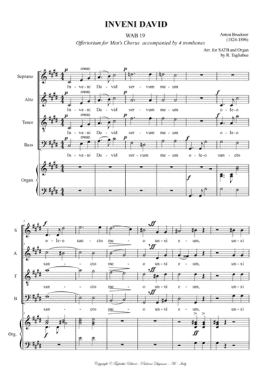 INVENI DAVID - WAB 19 - BRUCKNER - Arr. for SATB and Organ (arr. Renato Tagliabue)
