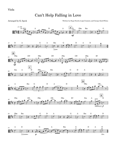 Can't Help Falling In Love (arr. K. Speck)