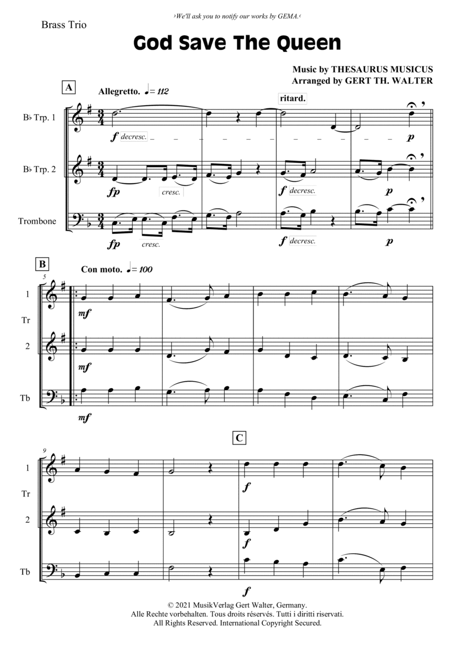 God Save The Queen (arr. Gert Th. Walter)