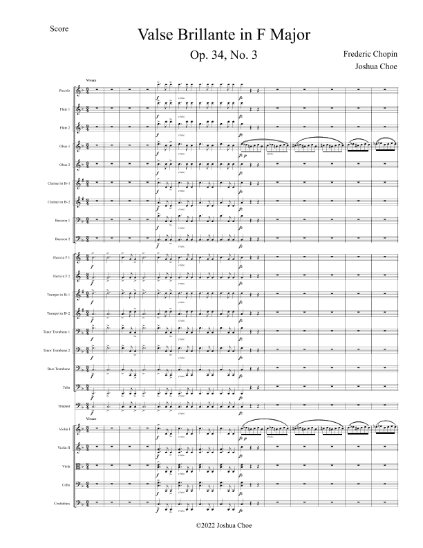 Valse Brillante in F Major, Op. 34, No. 3 (arr. Joshua Choe)