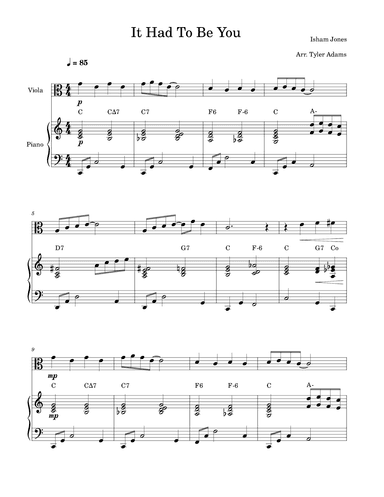 It Had To Be You (Viola and Piano) (arr. Tyler Adams)