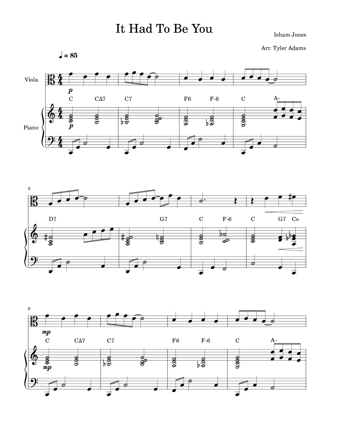 It Had To Be You (Viola and Piano) (arr. Tyler Adams)