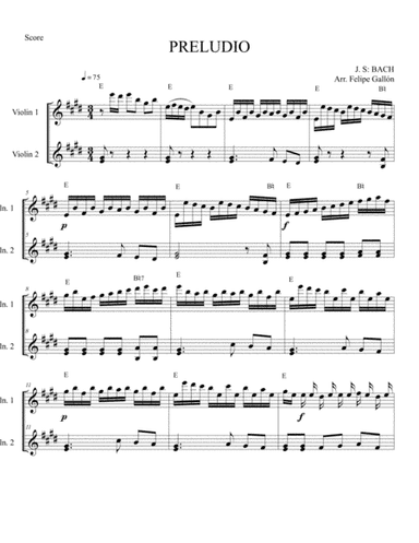 PRELUDIO DE LA PARTITA Nº 3 DE J.S. BACH PARA 2 VIOLINES (arr. Hareviolin)