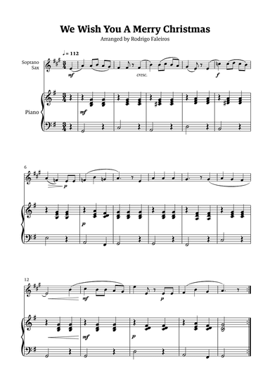 We Wish You a Merry Christmas (for solo soprano sax with piano accompaniment) (arr. Rodrigo Faleiros)