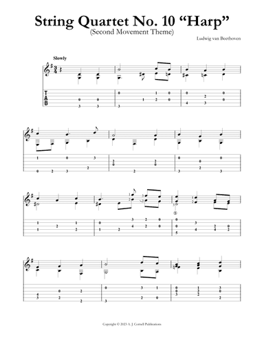 String Quartet No. 10 “Harp” (Second Movement Theme) (arr. Mark Phillips)