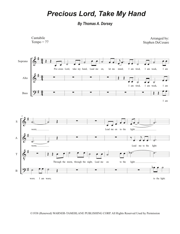 Precious Lord, Take My Hand (take My Hand, Precious Lord) (arr. Stephen DeCesare)