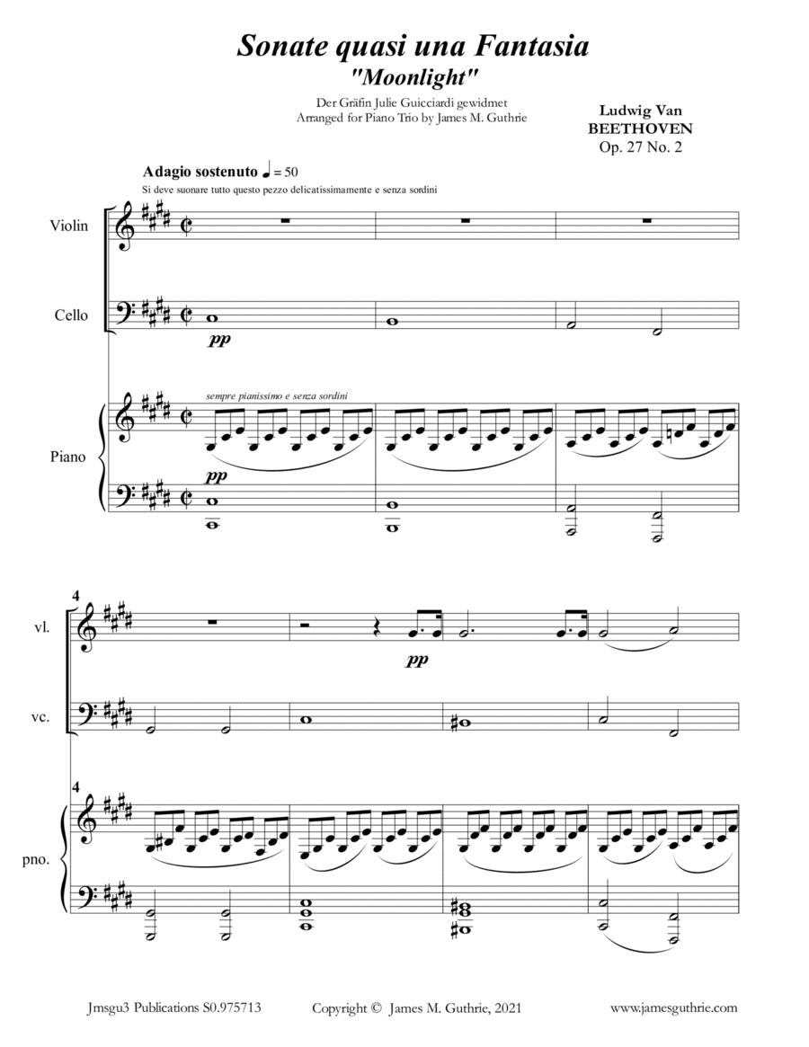 Beethoven: Adagio from the Moonlight Sonata for Piano Trio (arr. James M. Guthrie)