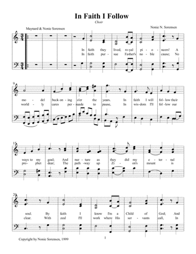 In Faith I Follow (from the Musical Show, "Faith of the Early Saints" by Nonie Sorensen