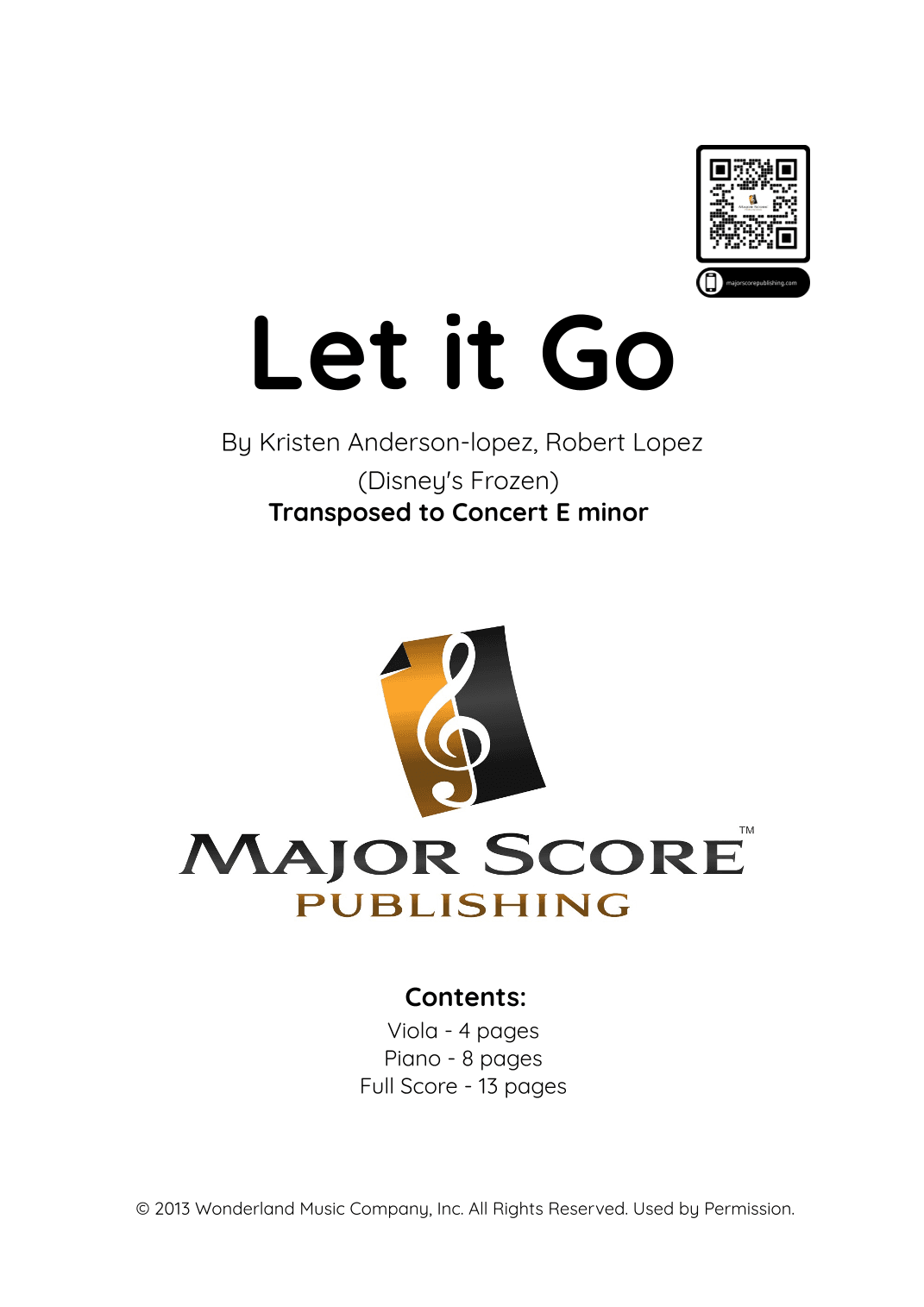 Let It Go (arr. MAJOR SCORE PUBLISHING TM.)