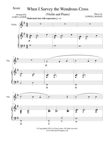 WHEN I SURVEY THE WONDROUS CROSS (Violin/Piano and Violin Part) (arr. Gary Lanier)