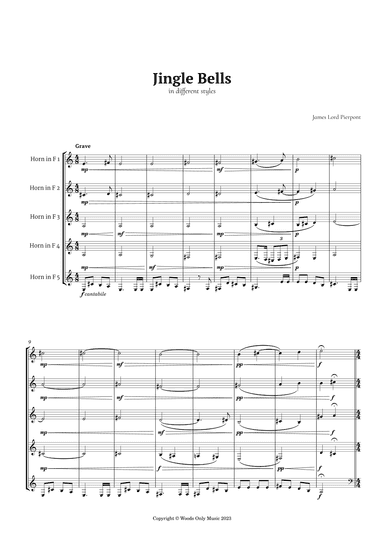 Jingle Bells in Different Styles for French Horn Quintet (arr. Ander)
