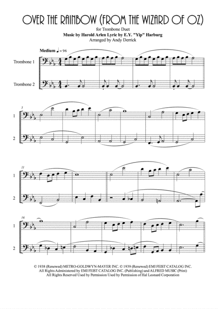 Over The Rainbow (from The Wizard Of Oz) (arr. Andy Derrick)