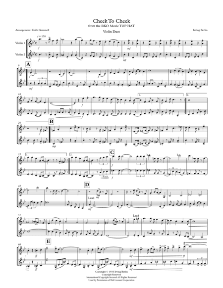 Cheek To Cheek (arr. Keith Gemmell)