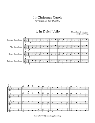 14 Christmas Carols (arranged for Sax Quartet SATB) (arr. Jordan Grigg)