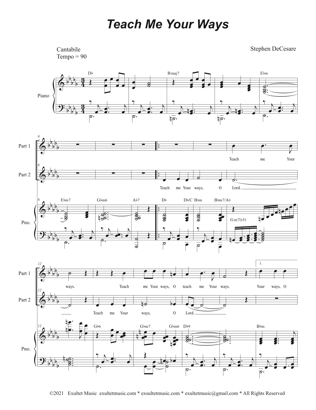Teach Me Your Ways (2-part choir)