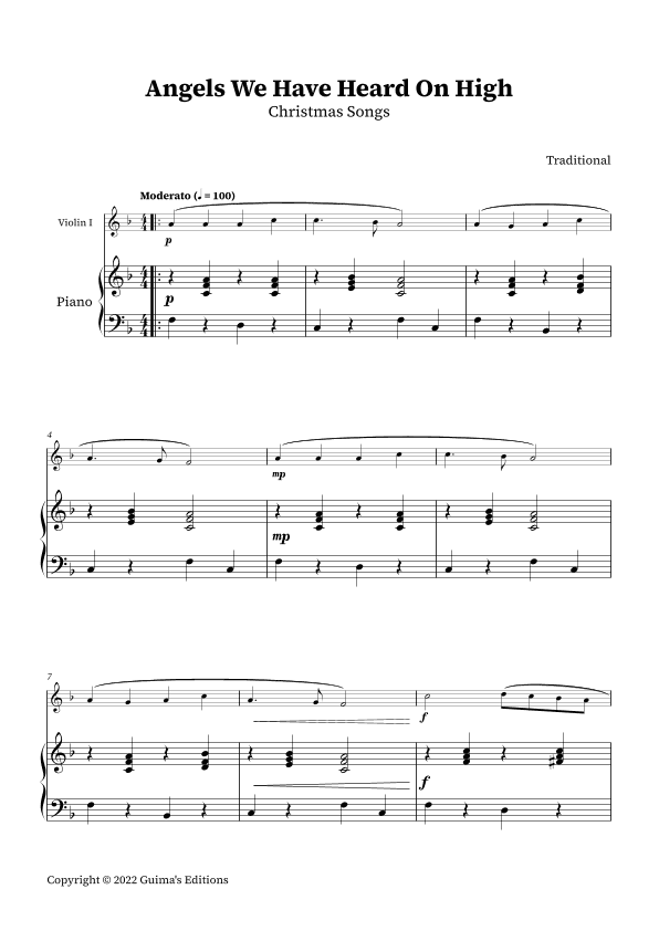 Angels We Have Heard On High (arr. Guima's Editions)