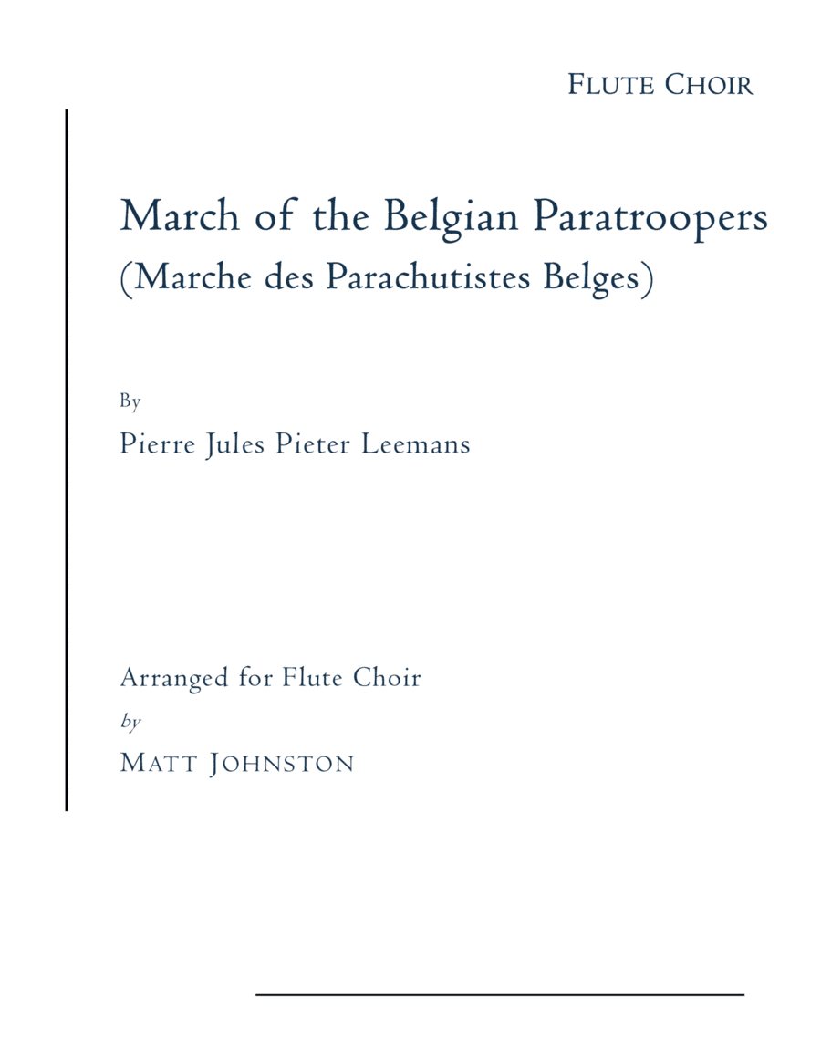 March Of The Belgian Paratroops (marche Des Parachutistes Belges) (arr. Matt Johnston)