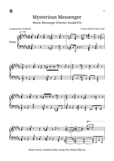 Mysterious Messenger (arr. (original) DoubleTO, (piano arr.) Maya Cold)