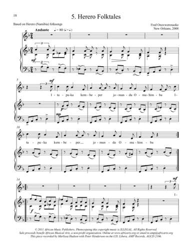 Twelve African Songs for Solo Voice and Piano - 5. HERERO FOLKTALES