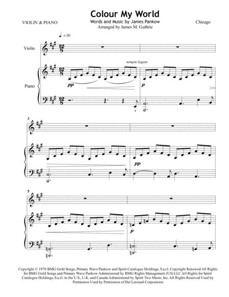 Colour My World (arr. James M. Guthrie, ASCAP)