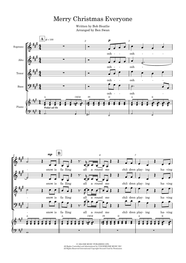 Merry Christmas Everyone (arr. Ben Swan)
