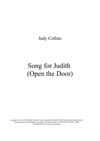 Song For Judith (open The Door) (arr. Anne Rees)