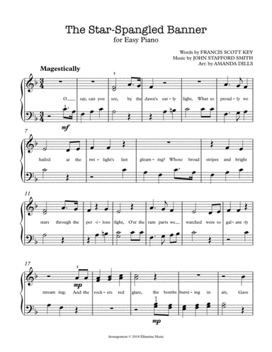 The Star Spangled Banner (National Anthem) - Easy Piano (arr. Amanda Dills)
