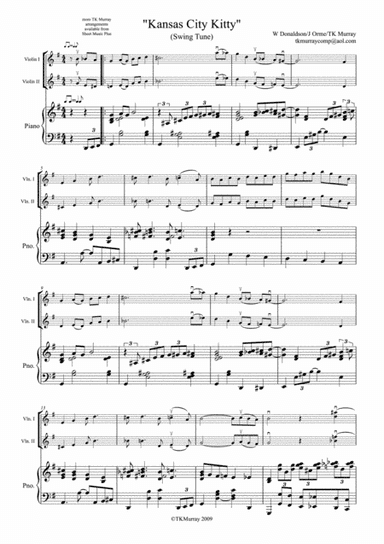Kansas City Kitty - 2 Violins, Violin Duo, Violin Group & Piano (arr. Tim TK Murray)