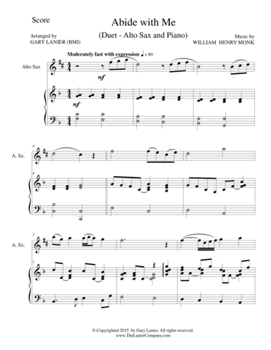 ABIDE WITH ME (Duet – Alto Sax and Piano/Score and Parts) (arr. Gary Lanier)