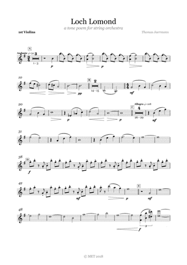 Loch Lomond: A tone poem for string orchestra (parts)