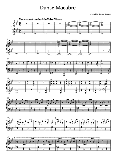 Danse Macabre Easy Piano Saint Saens (arr. Funtom)