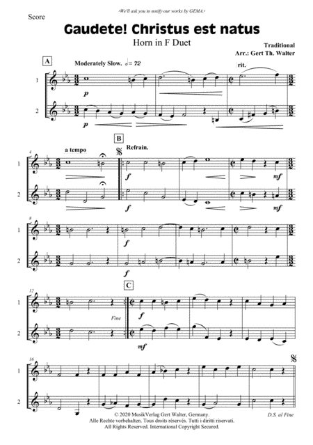 Gaudete! Christus Est Natus (arr. Gert Th. Walter)