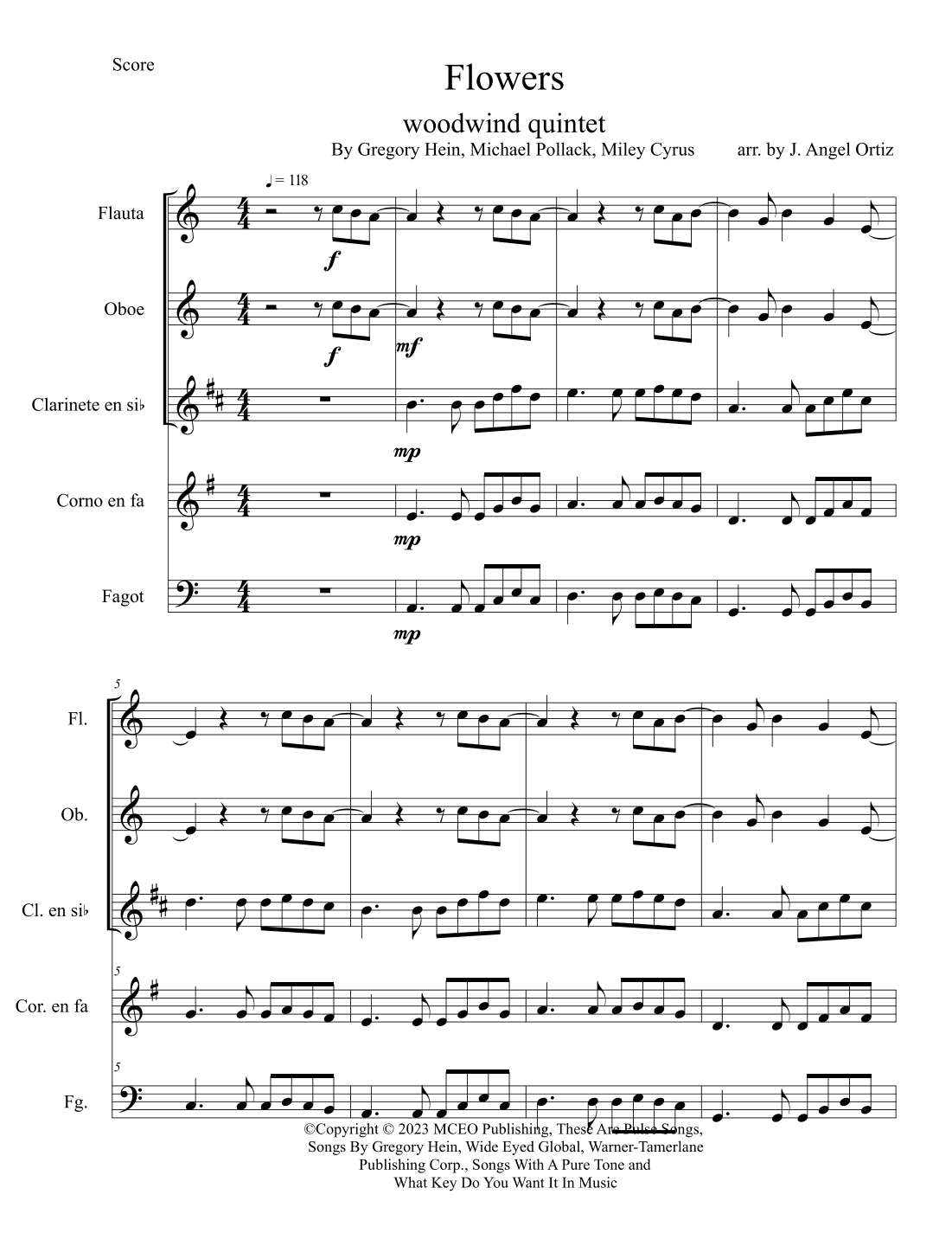 Flowers (arr. José angel Ortiz ramirez)