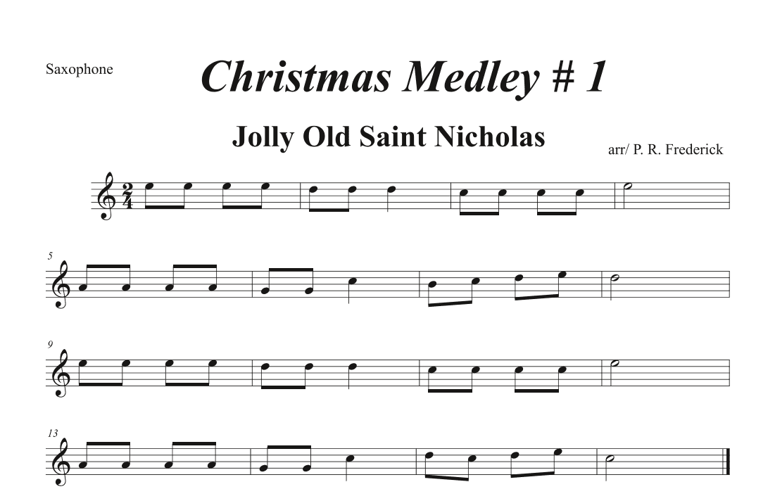 Christmas Medley #1 (Saxophone Solo) (arr. P. R. Frederick)