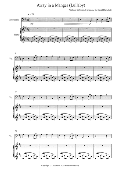 Away in a Manger (Lullaby) for Cello and Piano (arr. David Burndrett)