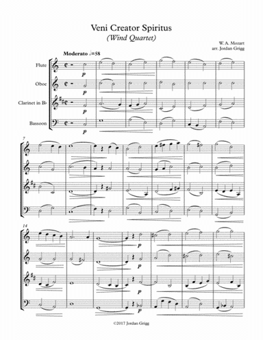 Veni Creator Spiritus (Wind Quartet) - Score and parts (arr. Jordan Grigg)