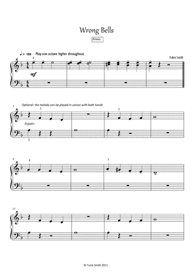 Wrong Bells - original piano duet by Yukie Smith