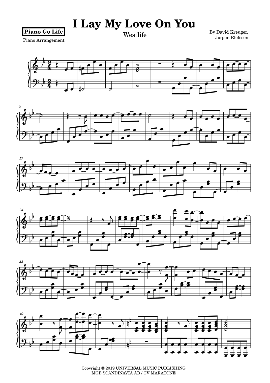 I Lay My Love On You (arr. Piano Go Life)