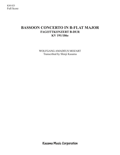 Bassoon Concerto in B-flat major (8/5 x 11) (arr. Shinji Kasama)