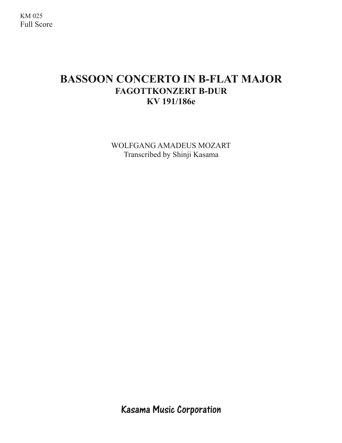 Bassoon Concerto in B-flat major (8/5 x 11) (arr. Shinji Kasama)